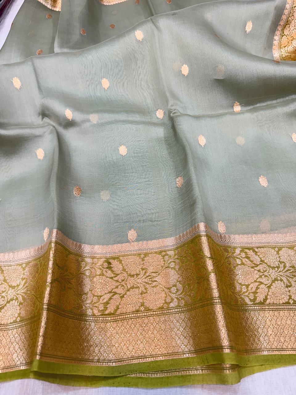 Pure Handloom Kora Banarasi Saree