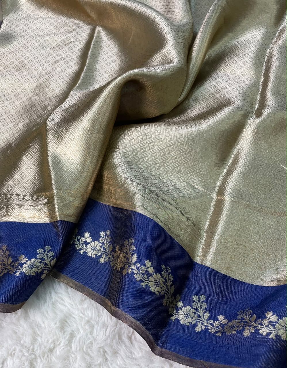 Banarasi Soft Brocade Tissue Silk Saree With Satin Patta Border