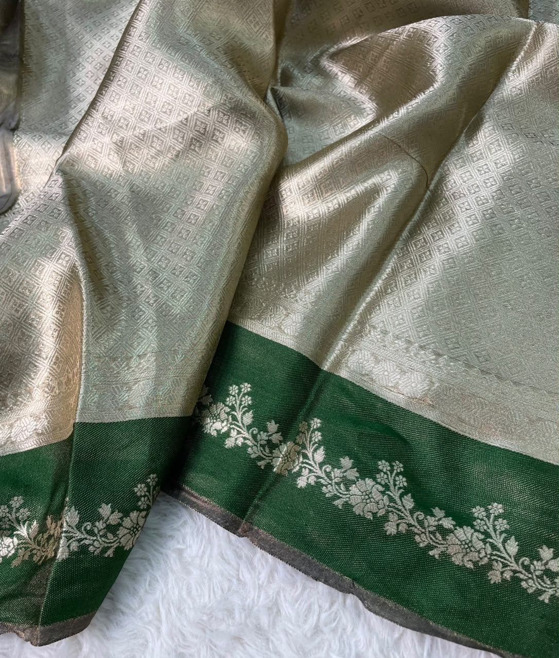 Banarasi Soft Brocade Tissue Silk Saree With Satin Patta Border