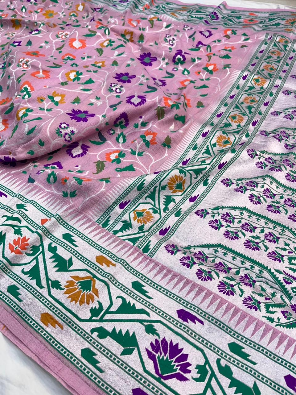 Tussar Georgette Handloom Banarasi Saree - Meenakari