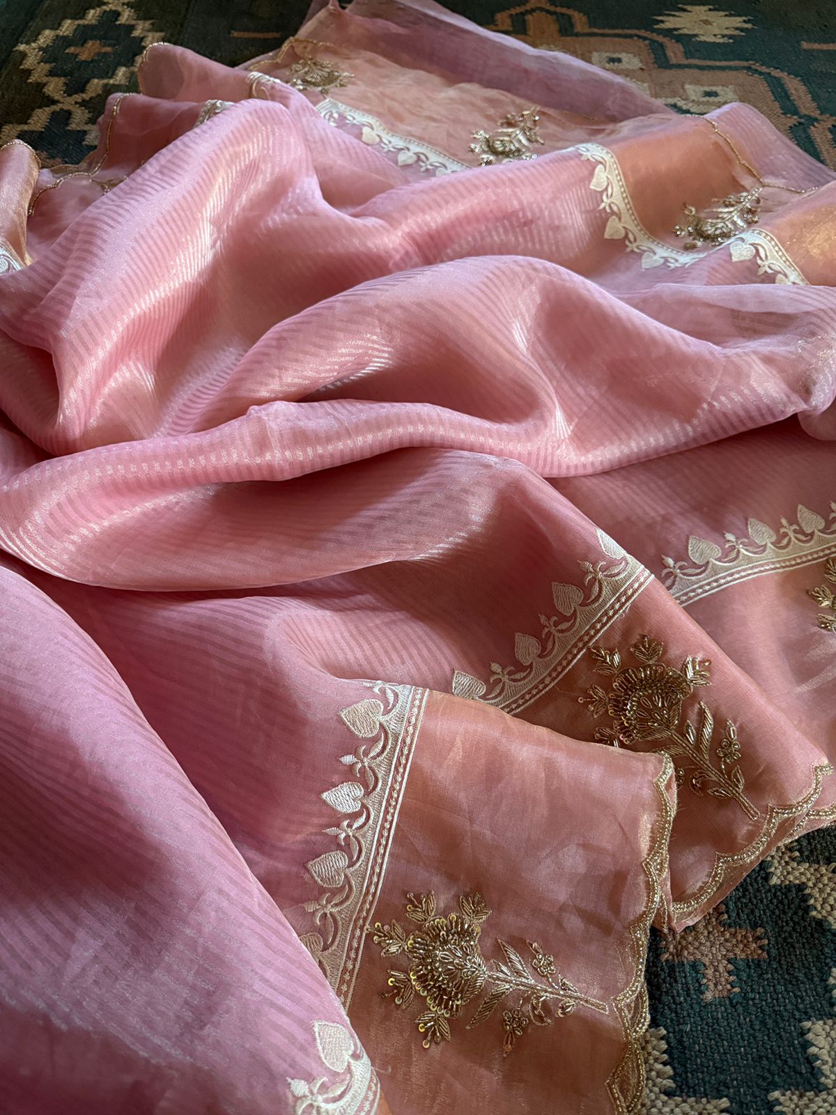 Designer Banarasi Soft Tissue Silk Saree with Rich Zardozi Work