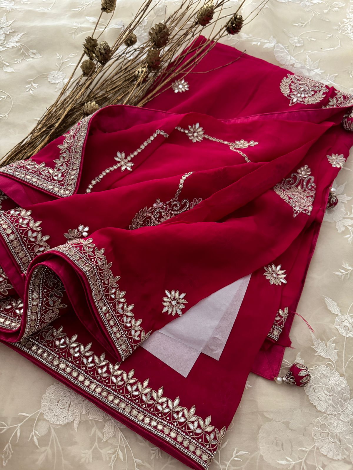 Designer Organza Saree with Gotta Patti Embroidery