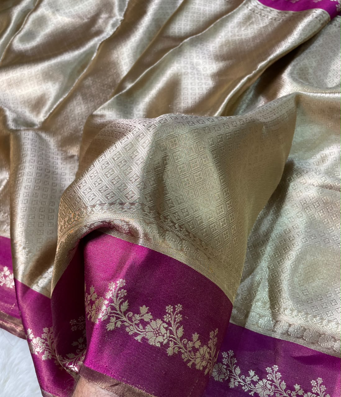 Banarasi Soft Brocade Tissue Silk Saree With Satin Patta Border
