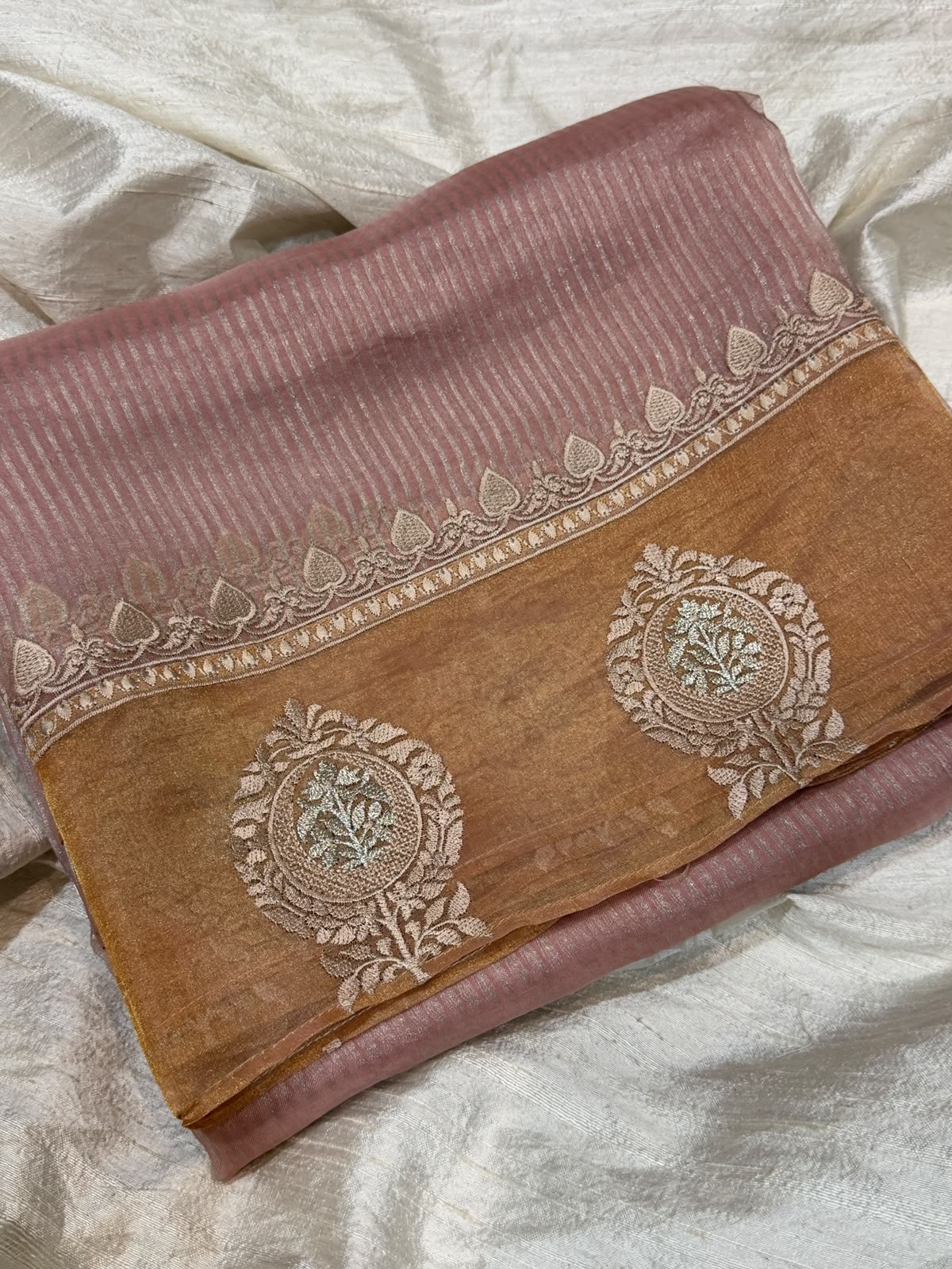 Pure Banarasi Soft Tissue Silk Saree With Embroidery Border Butta