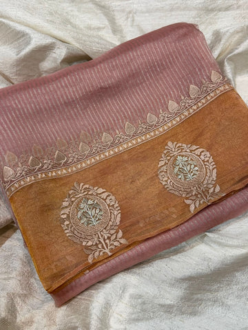 Pure Banarasi Soft Tissue Silk Saree With Embroidery Border Butta