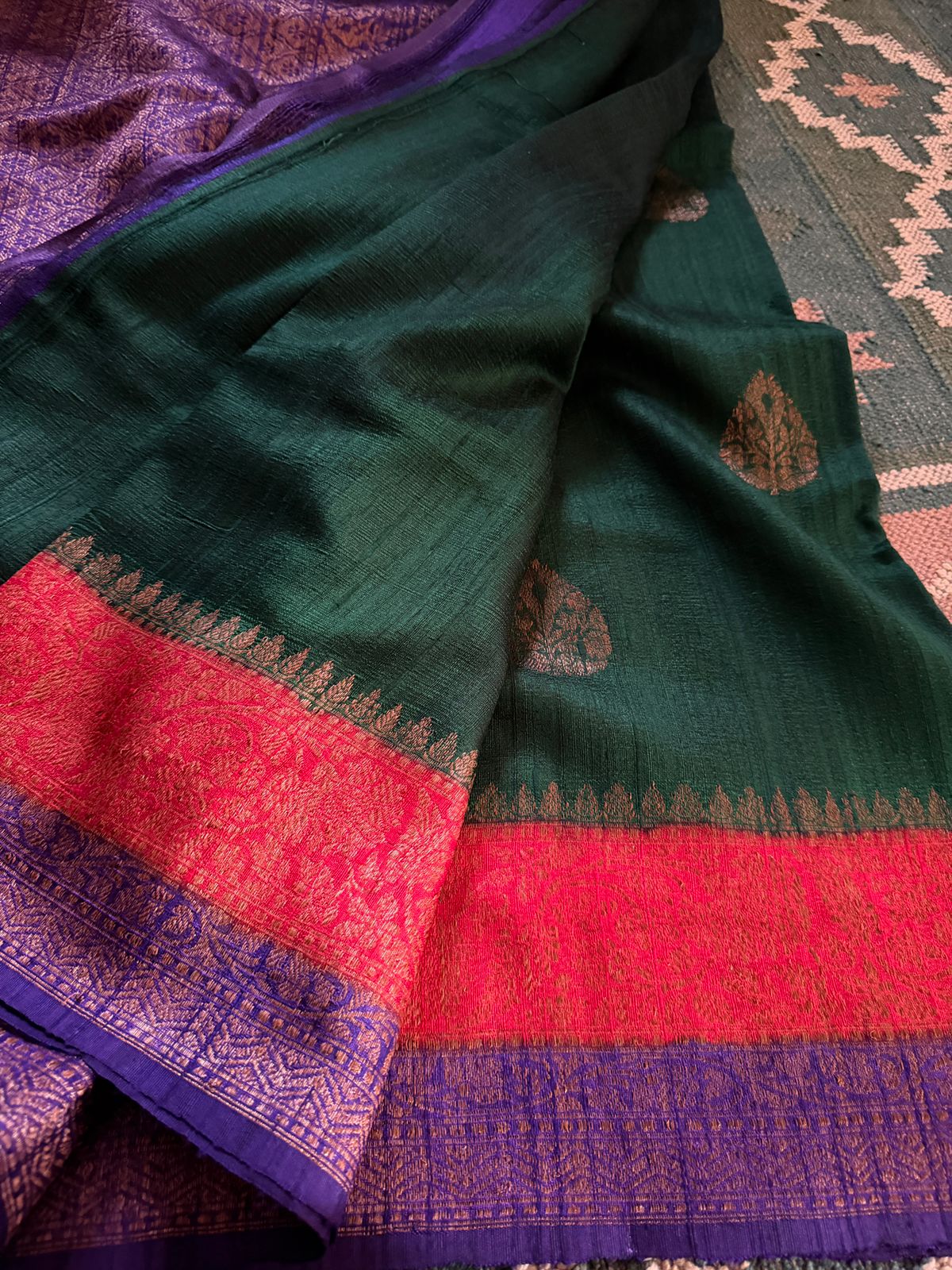 Pure Tussar Raw Silk Banarasi Saree