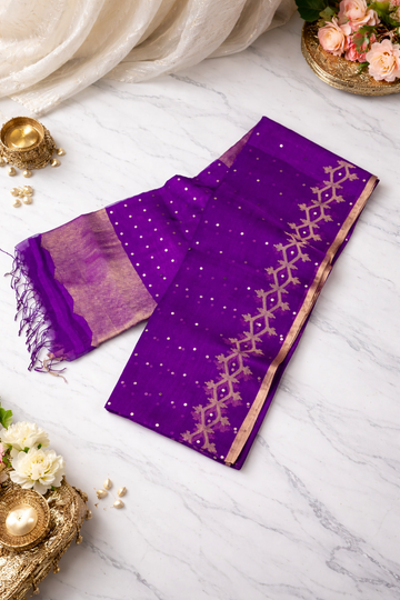 Pure Resham Silk Saree With Jamdani Weave