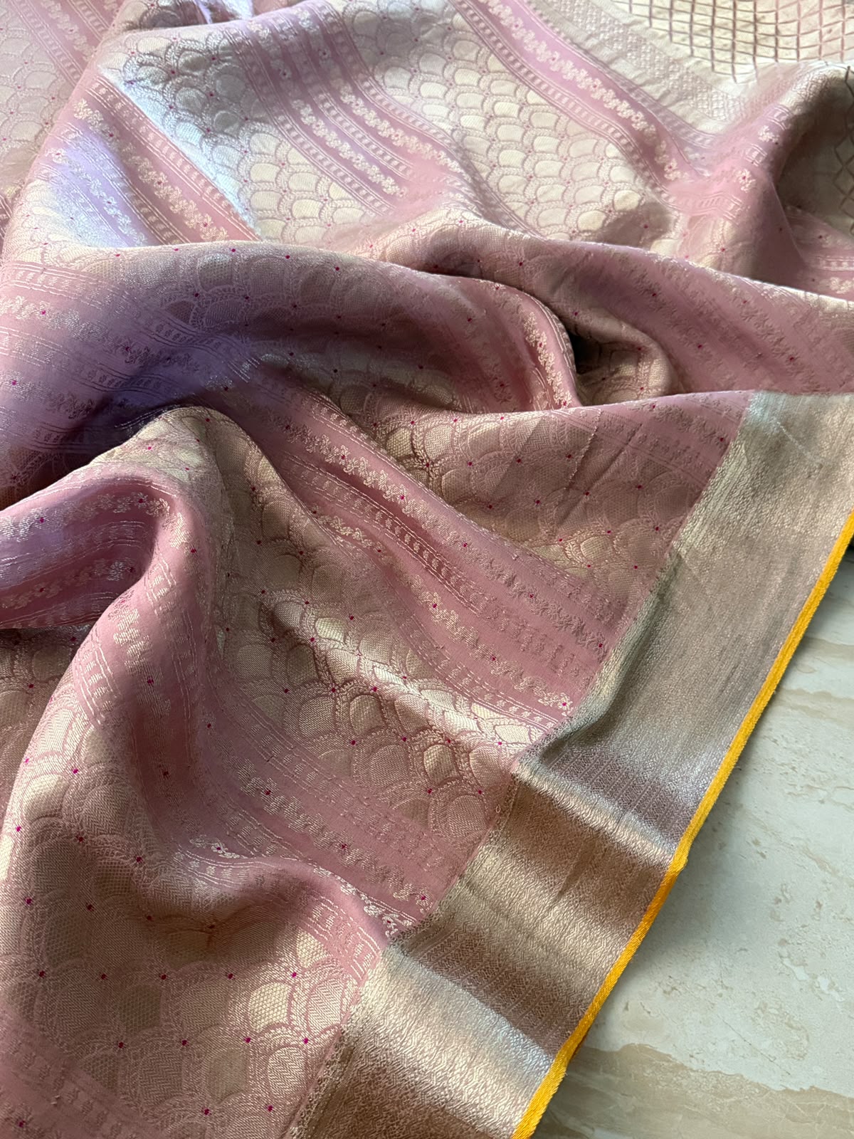 Pure Mysore Brocade Crepe Silk Saree With Meenakari