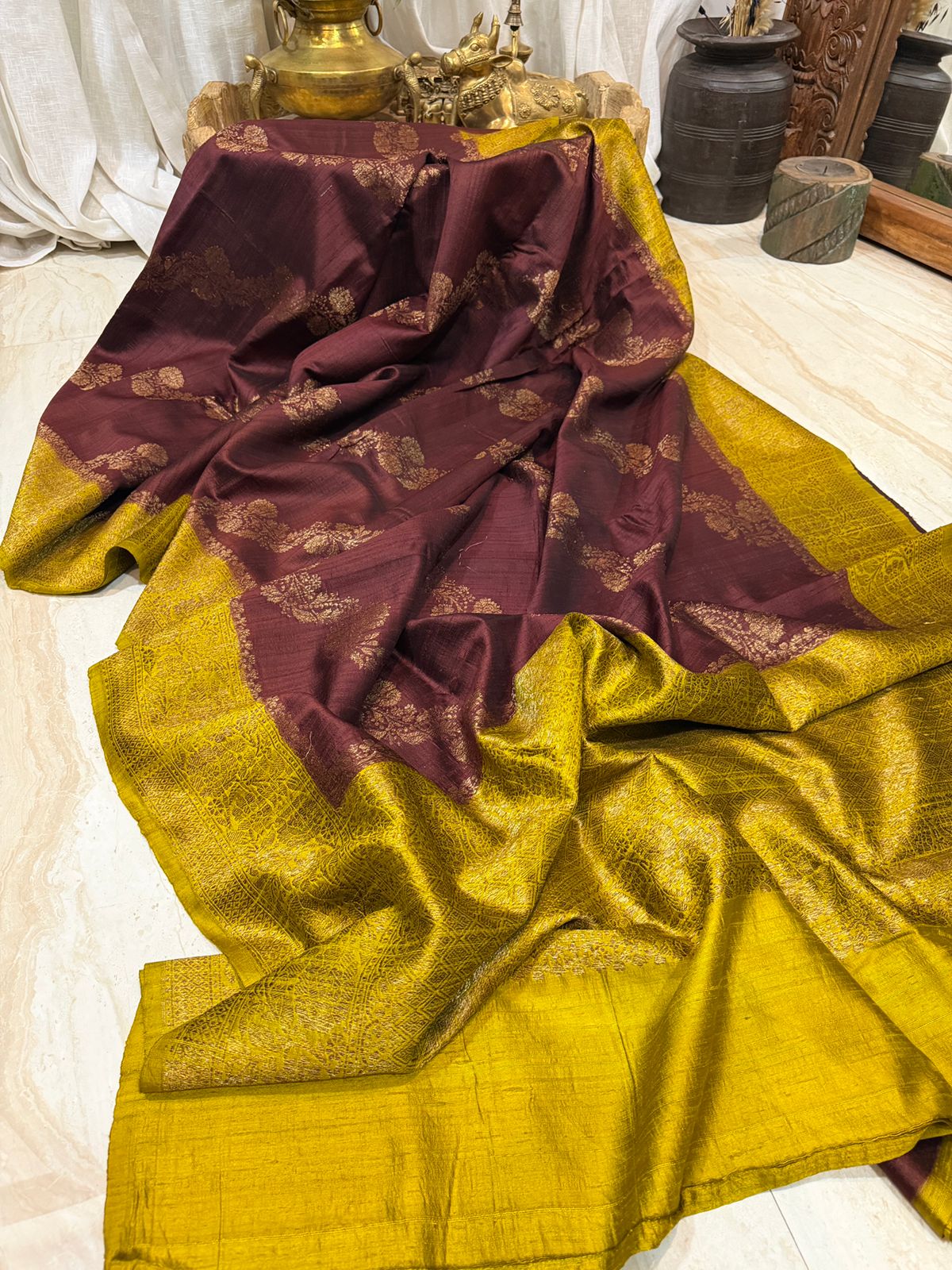Raw Silk Leheriya Weave Banarasi Saree