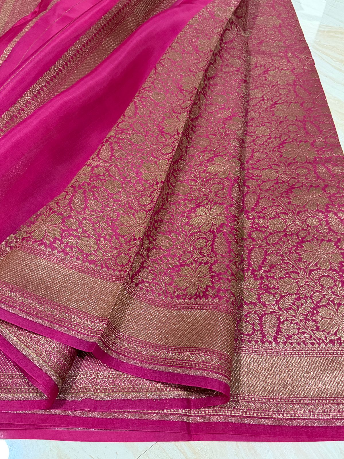 Pure Handloom Kora Brocade Banarasi Saree