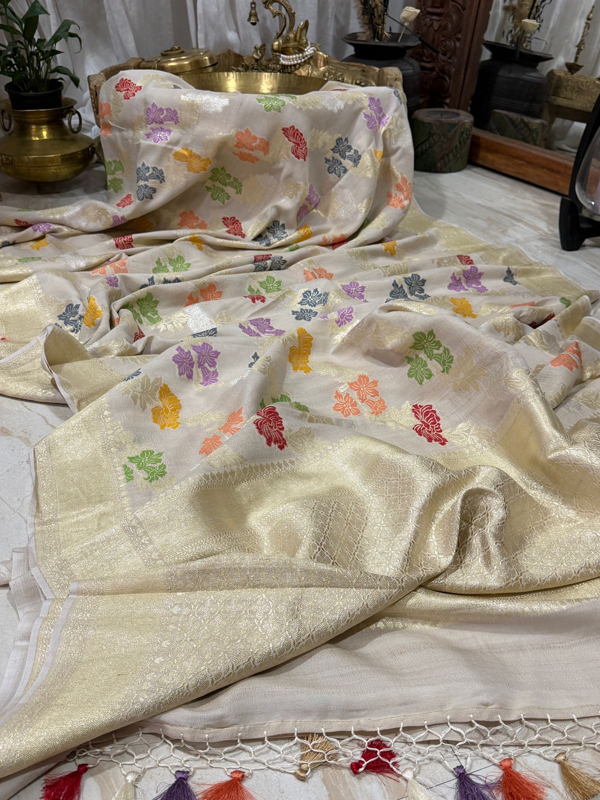 Tussar Georgette Handloom Banarasi Saree