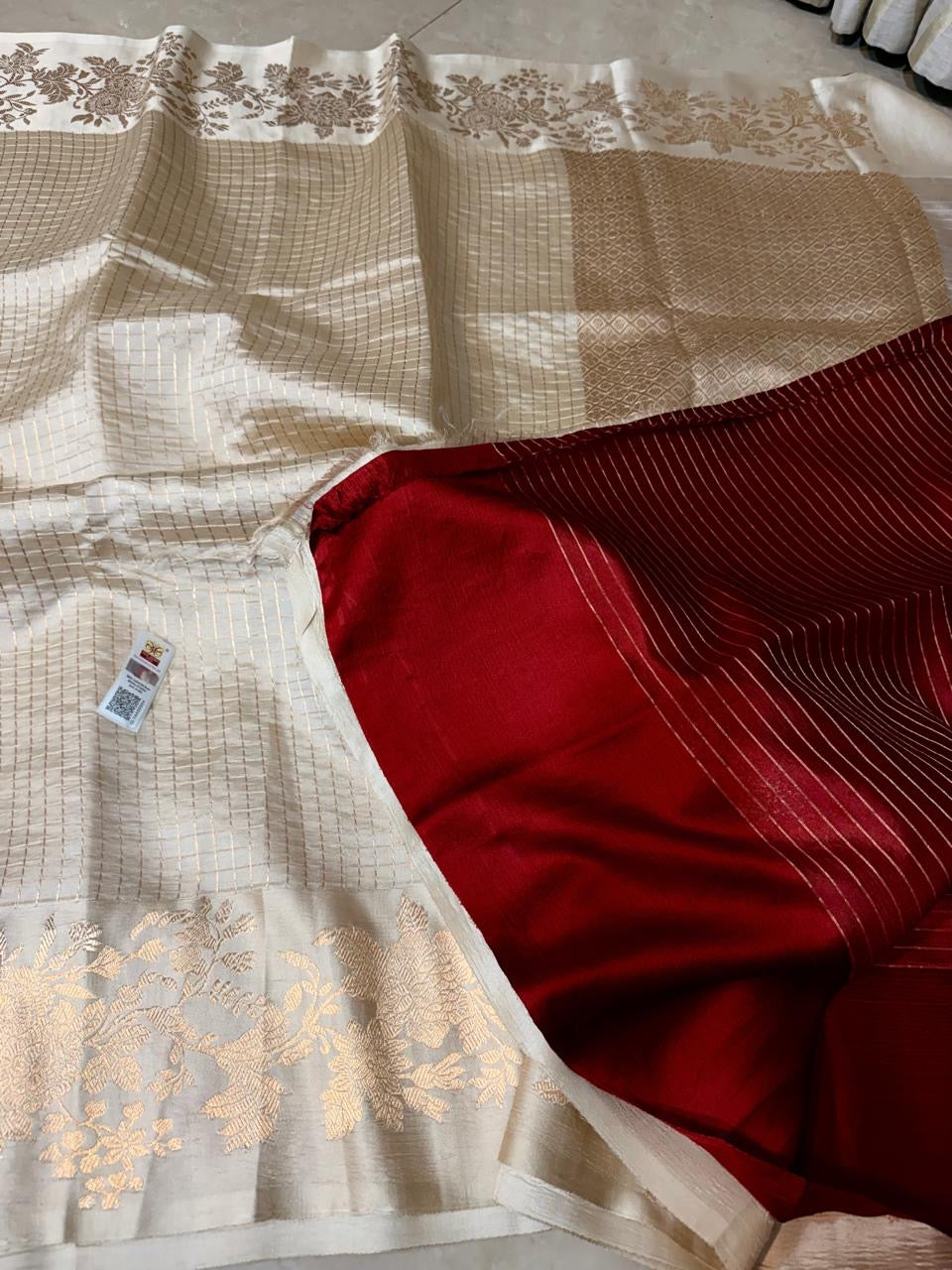Pure Handloom Soft Katan Silk Saree With Mashru Border Satin Silk