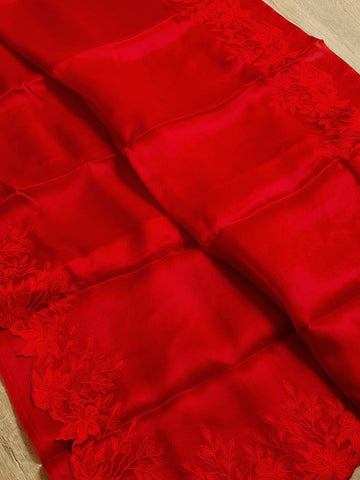 Organza Silk Saree With Embroidery Alfi Cutwork Scallop Border