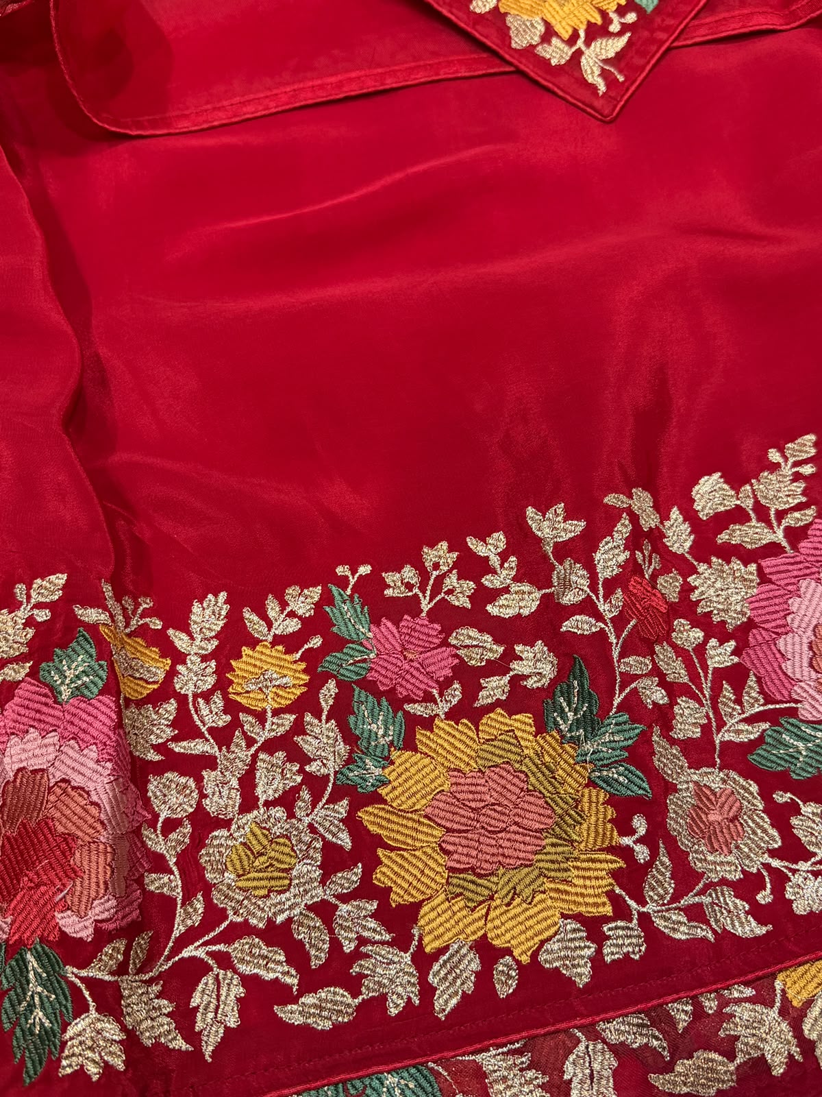 Pure Organza Silk Saree With Machine Embroidery