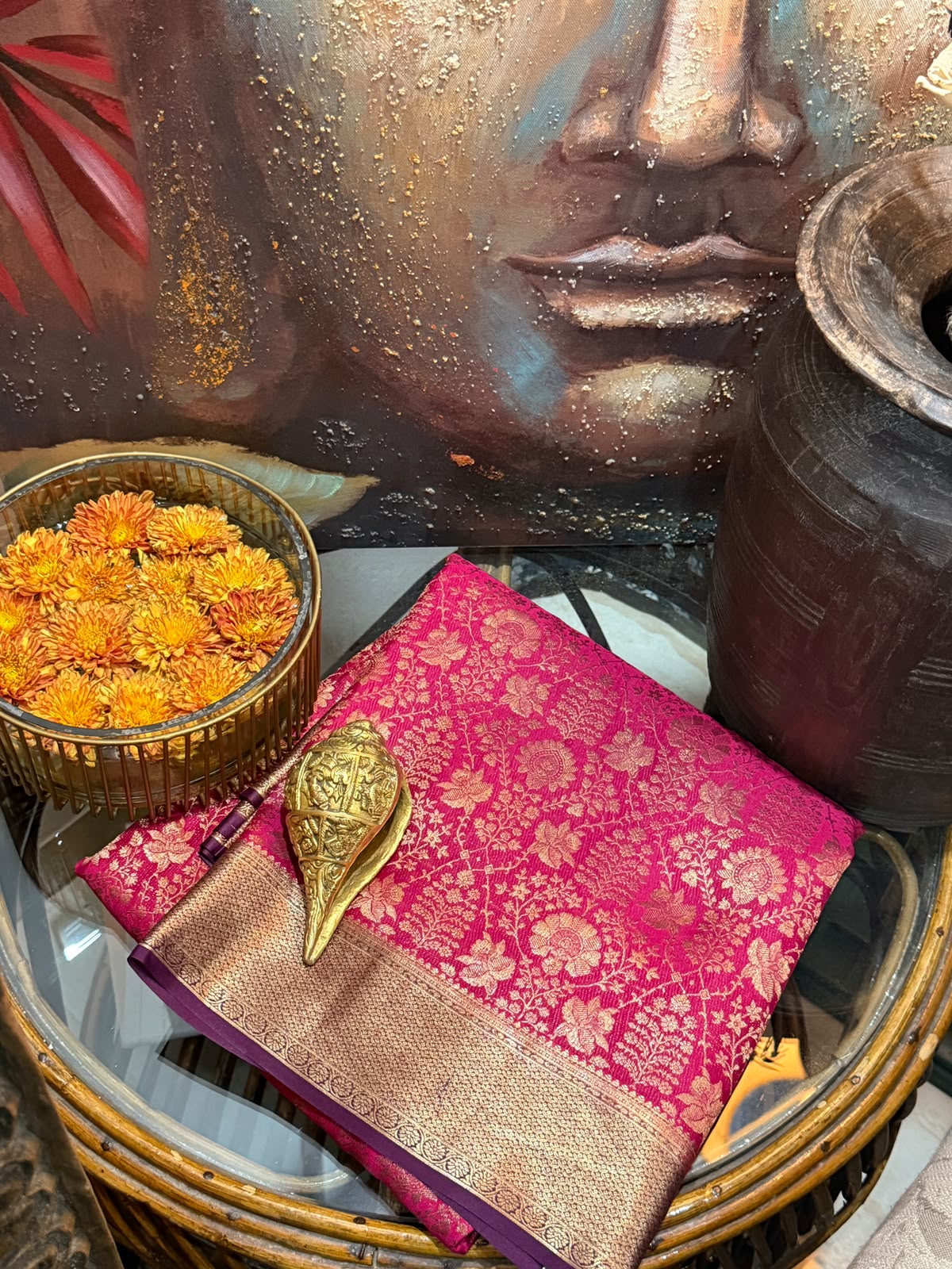 Mysore Brocade Crepe Silk With Antiq Zari Weave