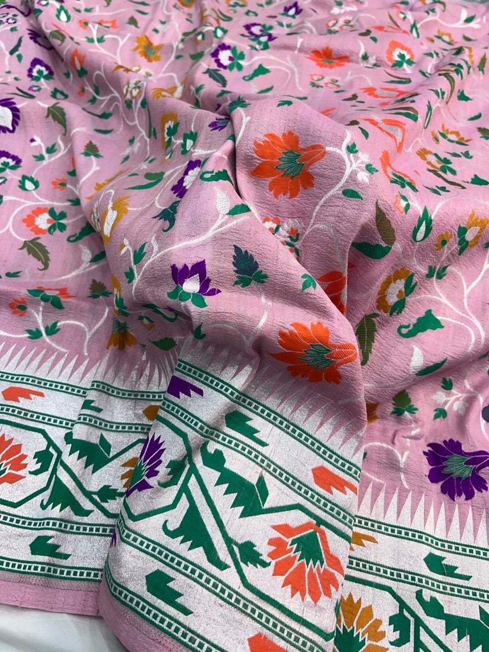 Tussar Georgette Handloom Banarasi Saree - Meenakari