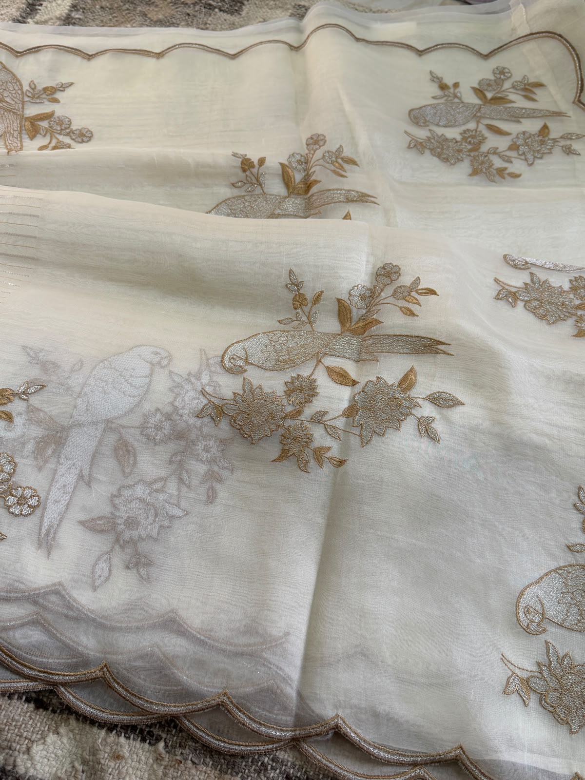 Pure Organza Silk Saree With Beautiful Embroidery