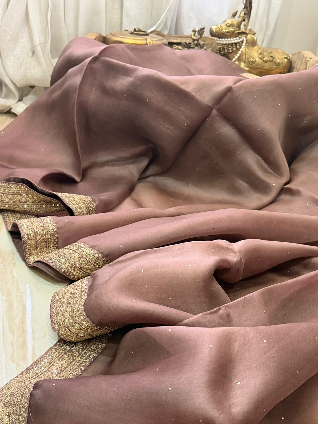 Sabyasachi-Inspired Organza Saree with Embroidery Border