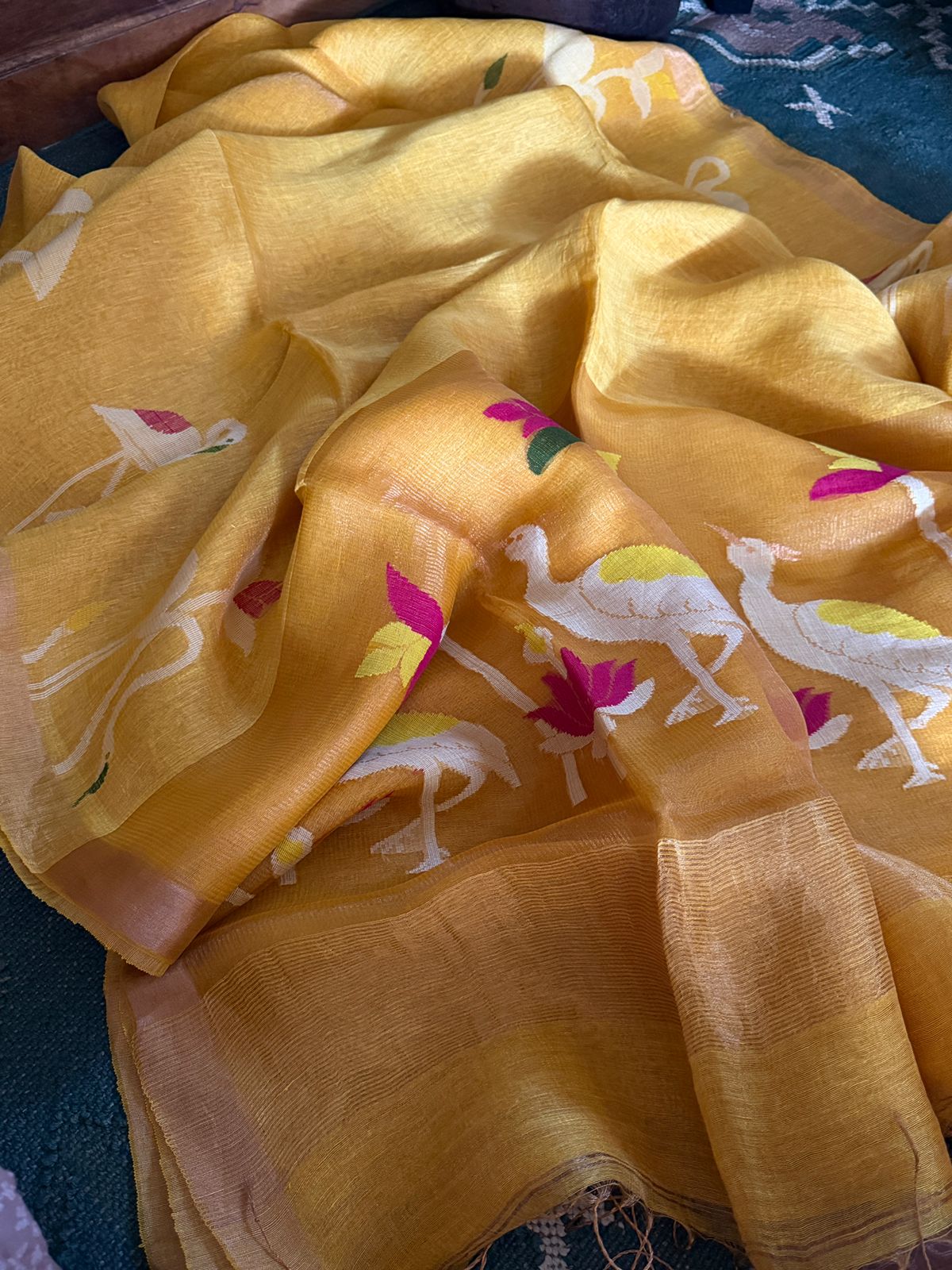 Pure Handloom Jamdani Linen Silk Saree