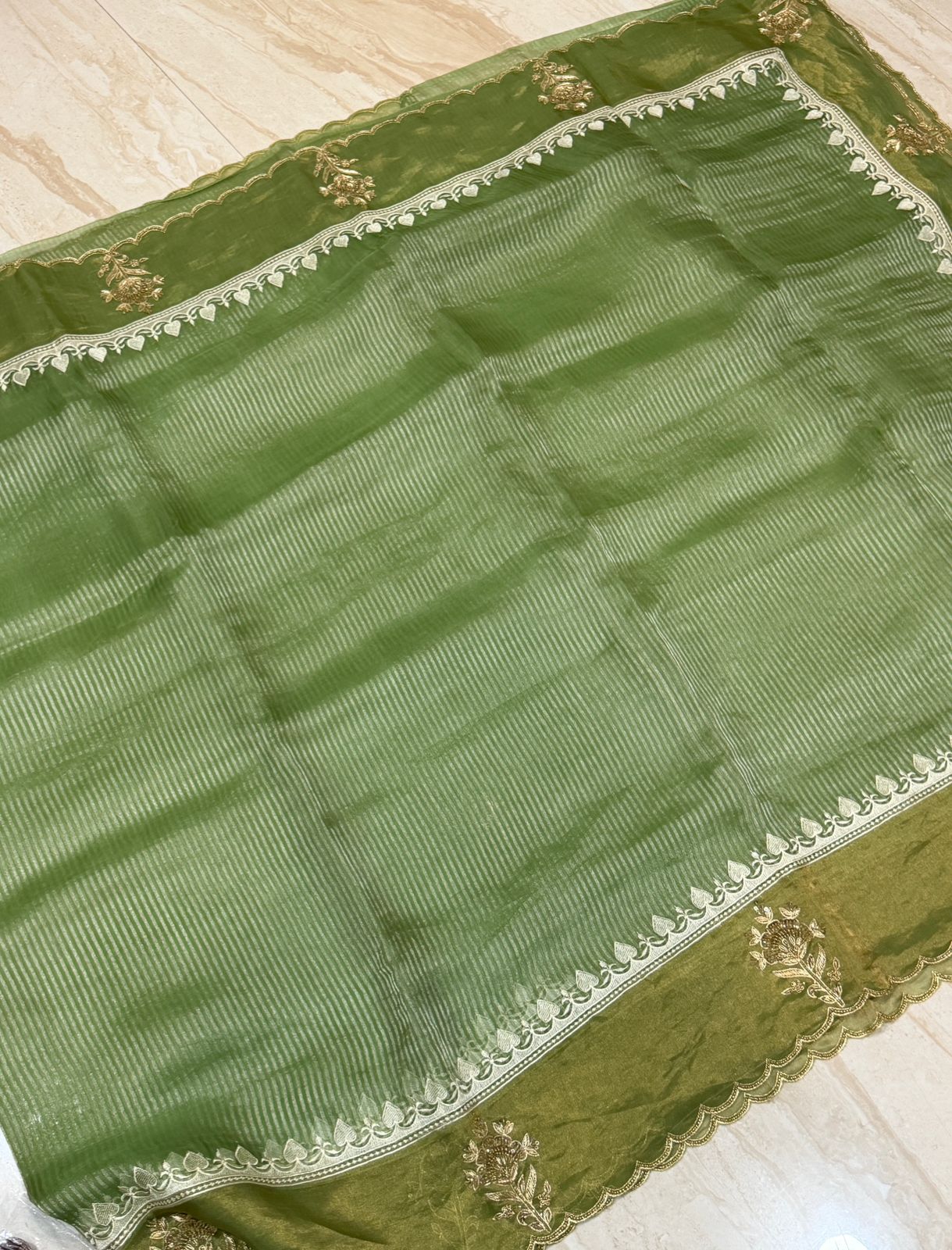 Designer Banarasi Soft Tissue Silk Saree with Rich Zardozi Work