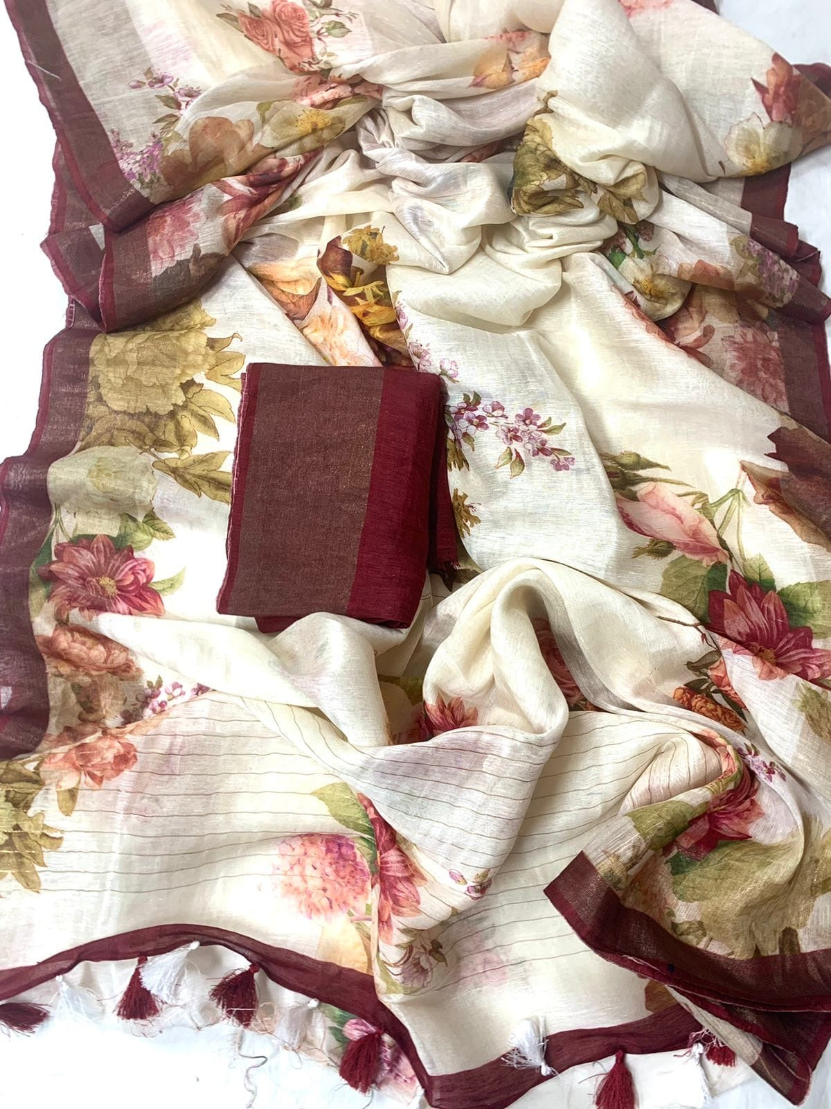 Pure Linen By Linen Digital Print Saree