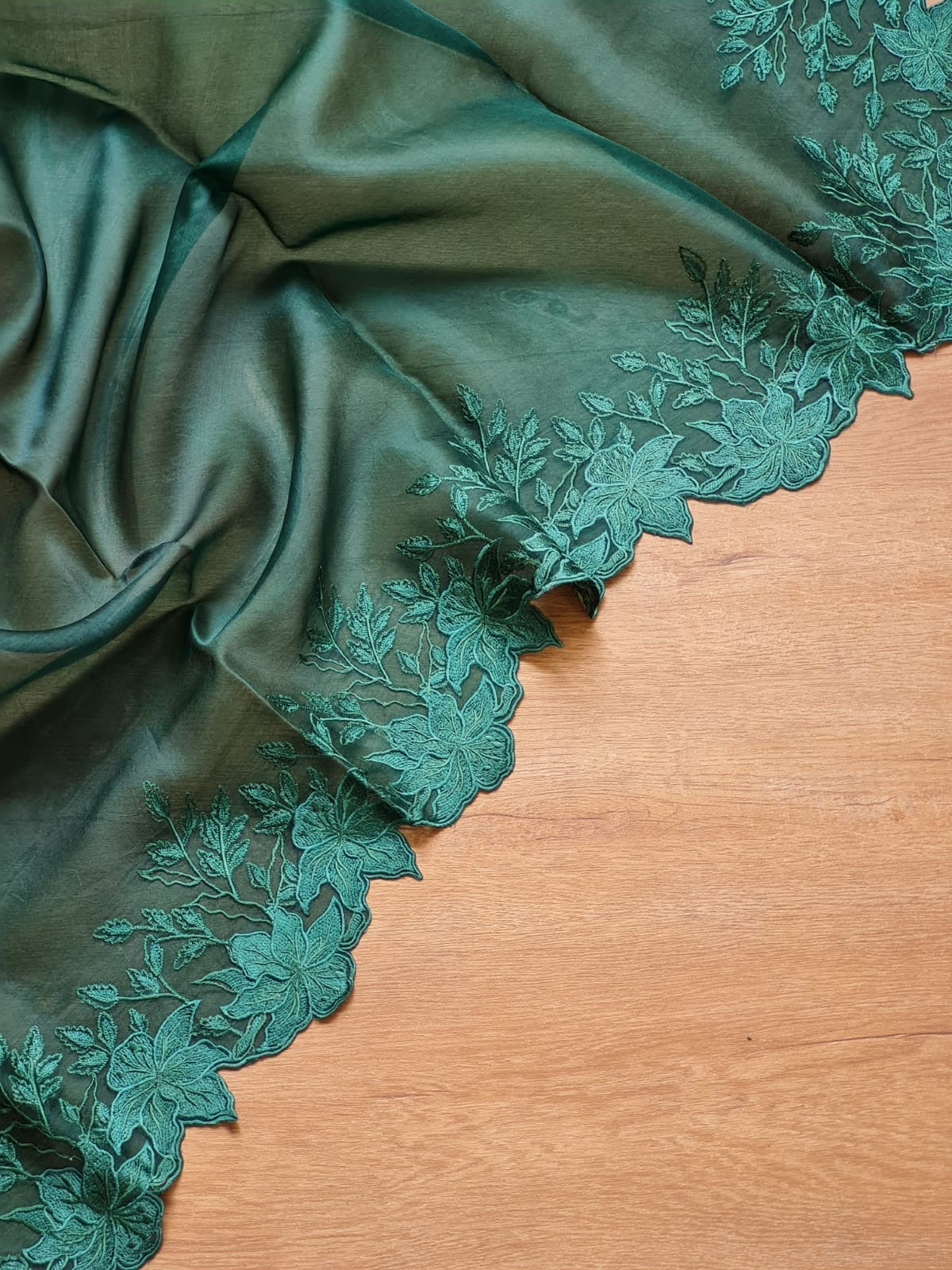 Organza Silk Saree With Alfi Embroidery Scallop Bordee