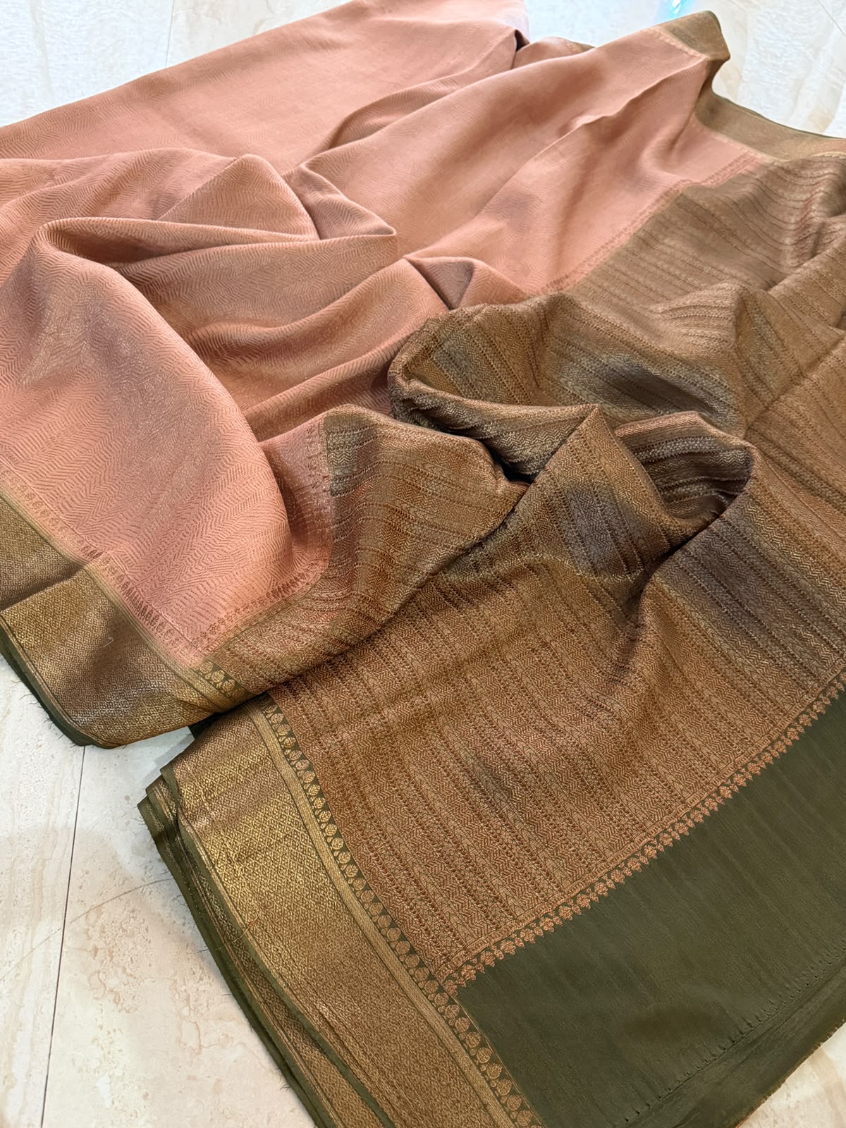 Pure Mysore Brocade Crepe Silk With Antiq Zari Weave