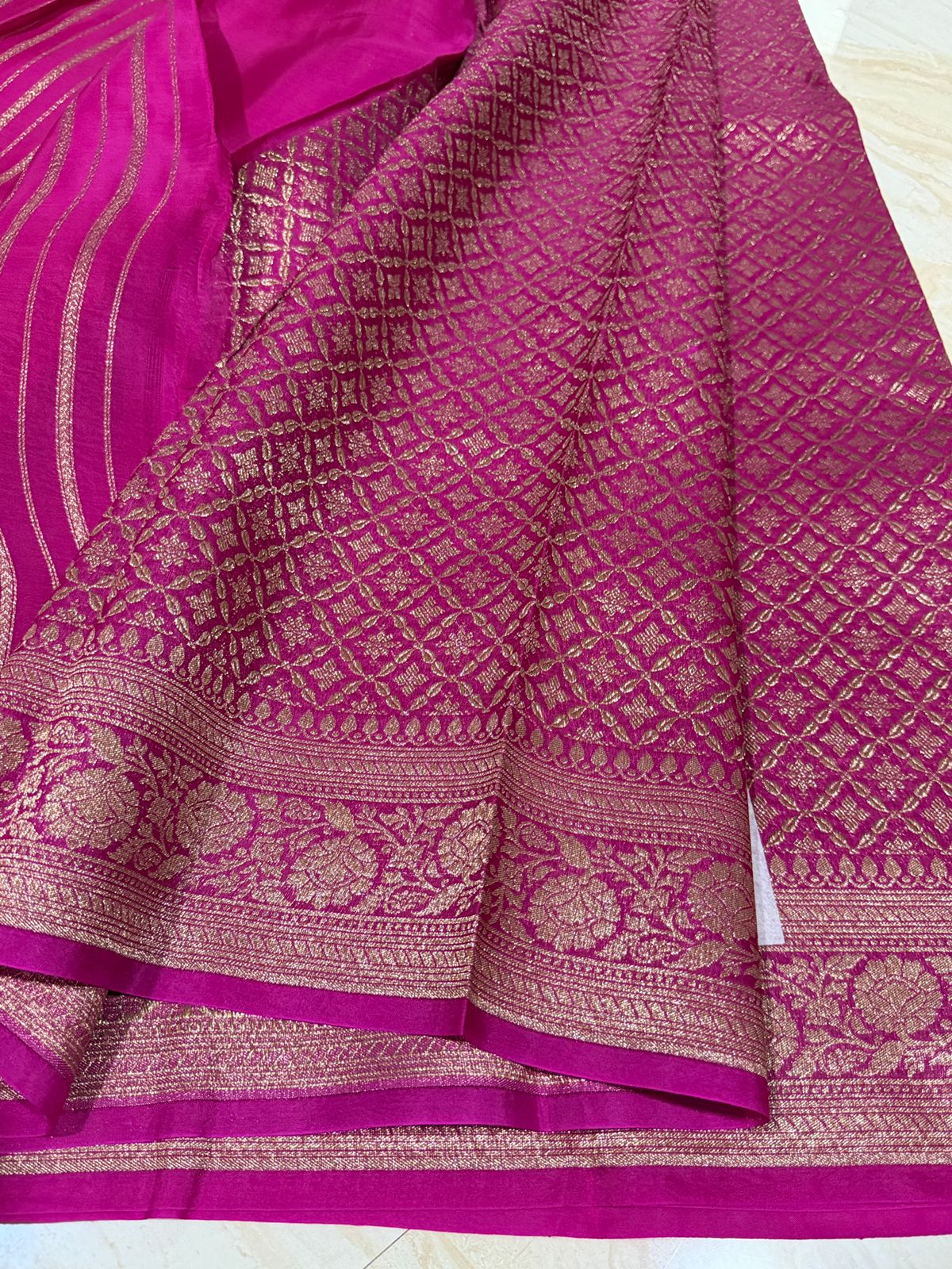 Pure Handloom Kora Brocade Banarasi Saree
