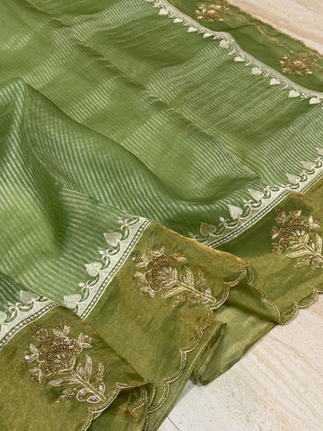 Designer Banarasi Soft Tissue Silk Saree with Rich Zardozi Work