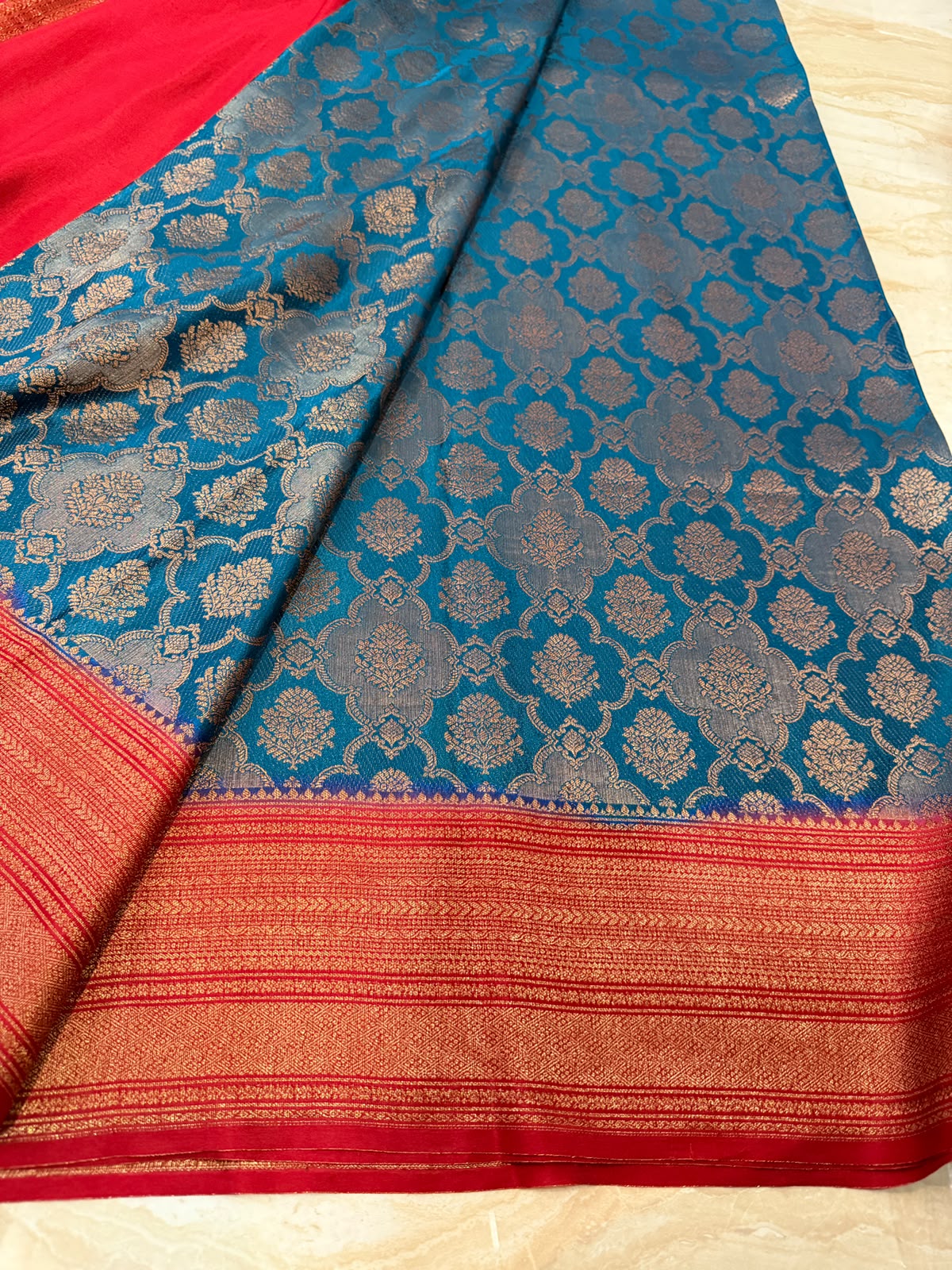 Pure Mysore Brocade Crepe Silk Saree With Antiq Zari Weave