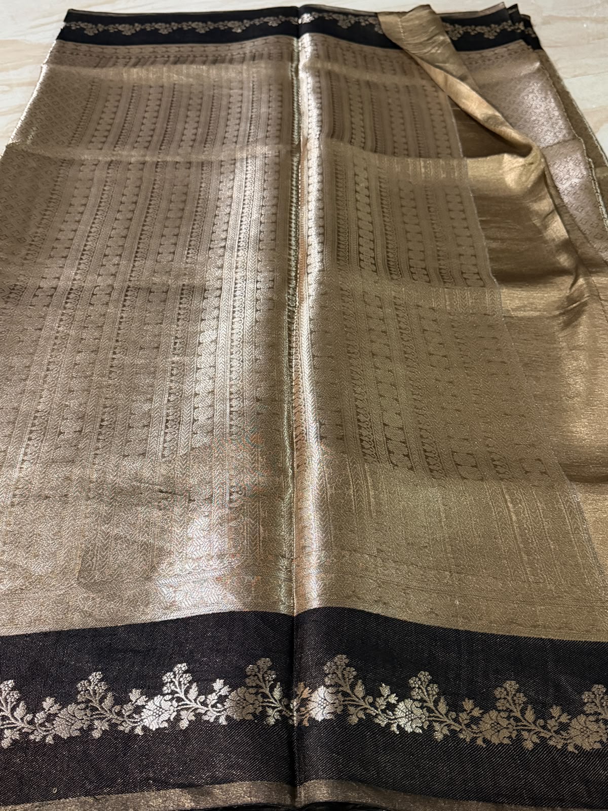 Banarasi Soft Brocade Tissue Silk Saree With Satin Patta Border