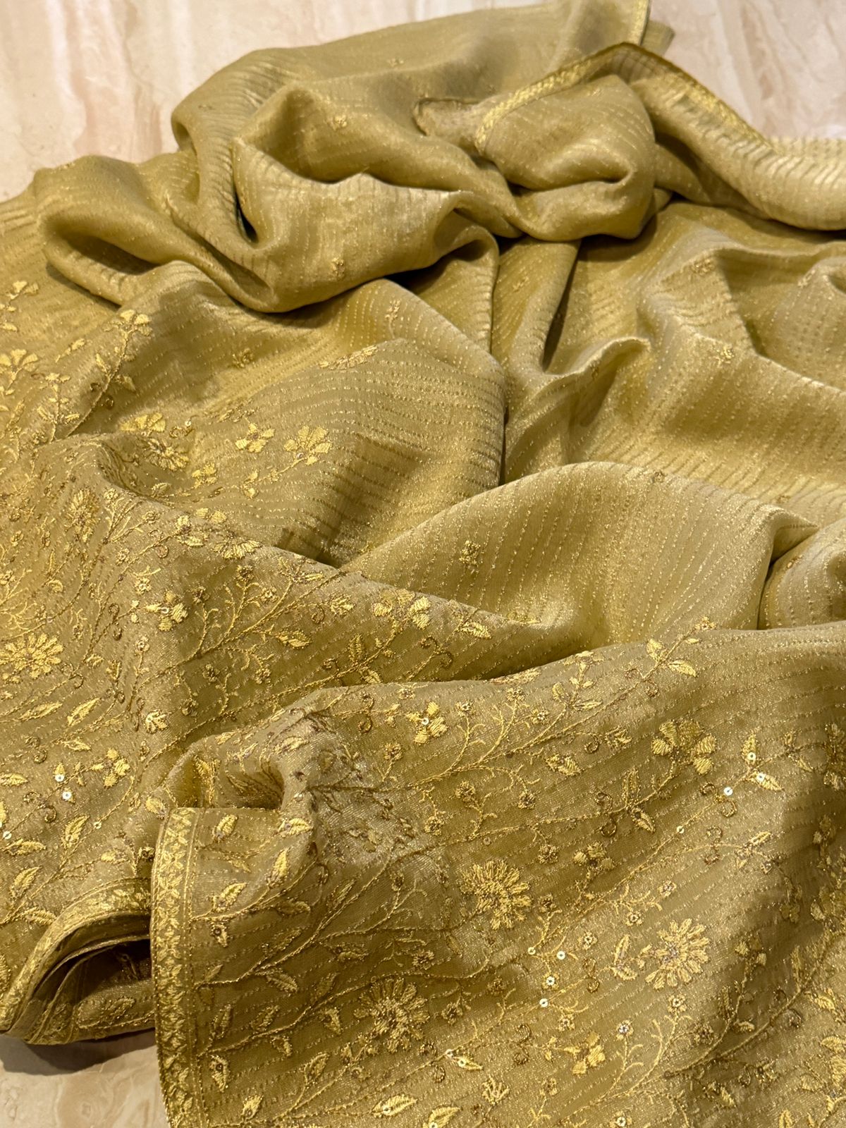 Mysore Tissue Georgette Soft Silk Saree With Machine Embroidery