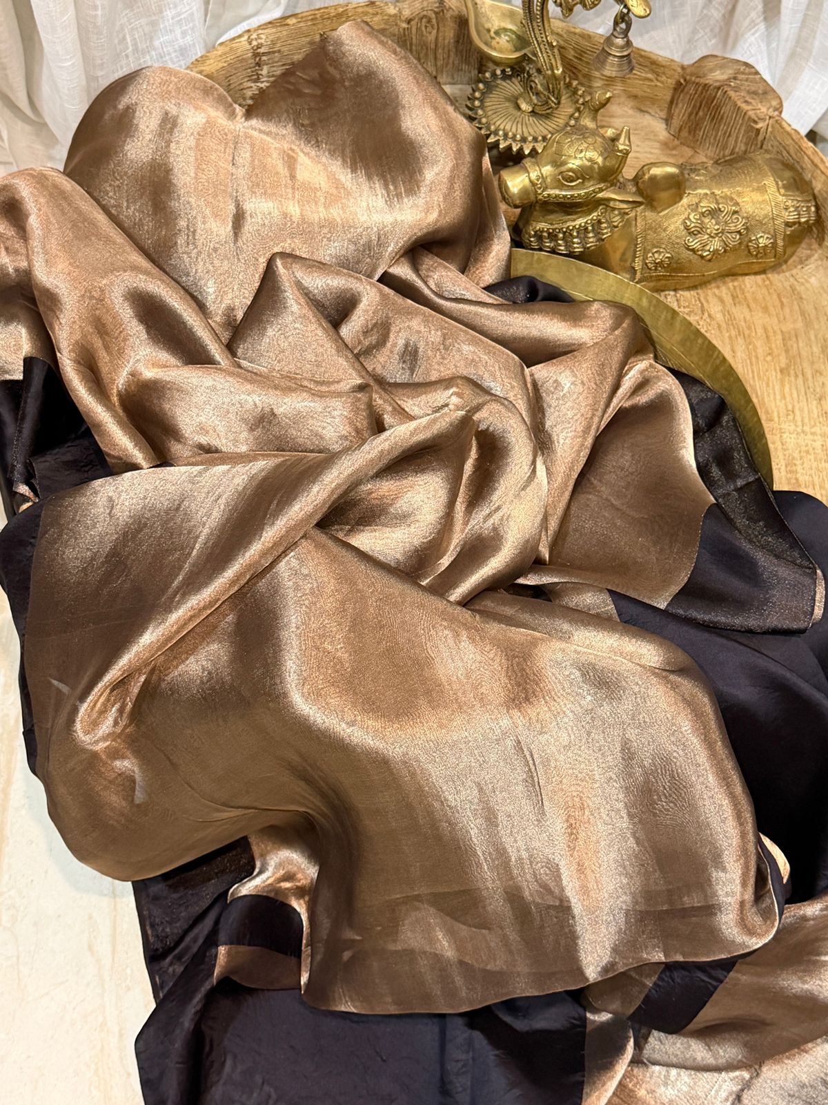 Metallic Tissue Silk Saree with Satin Patta Border