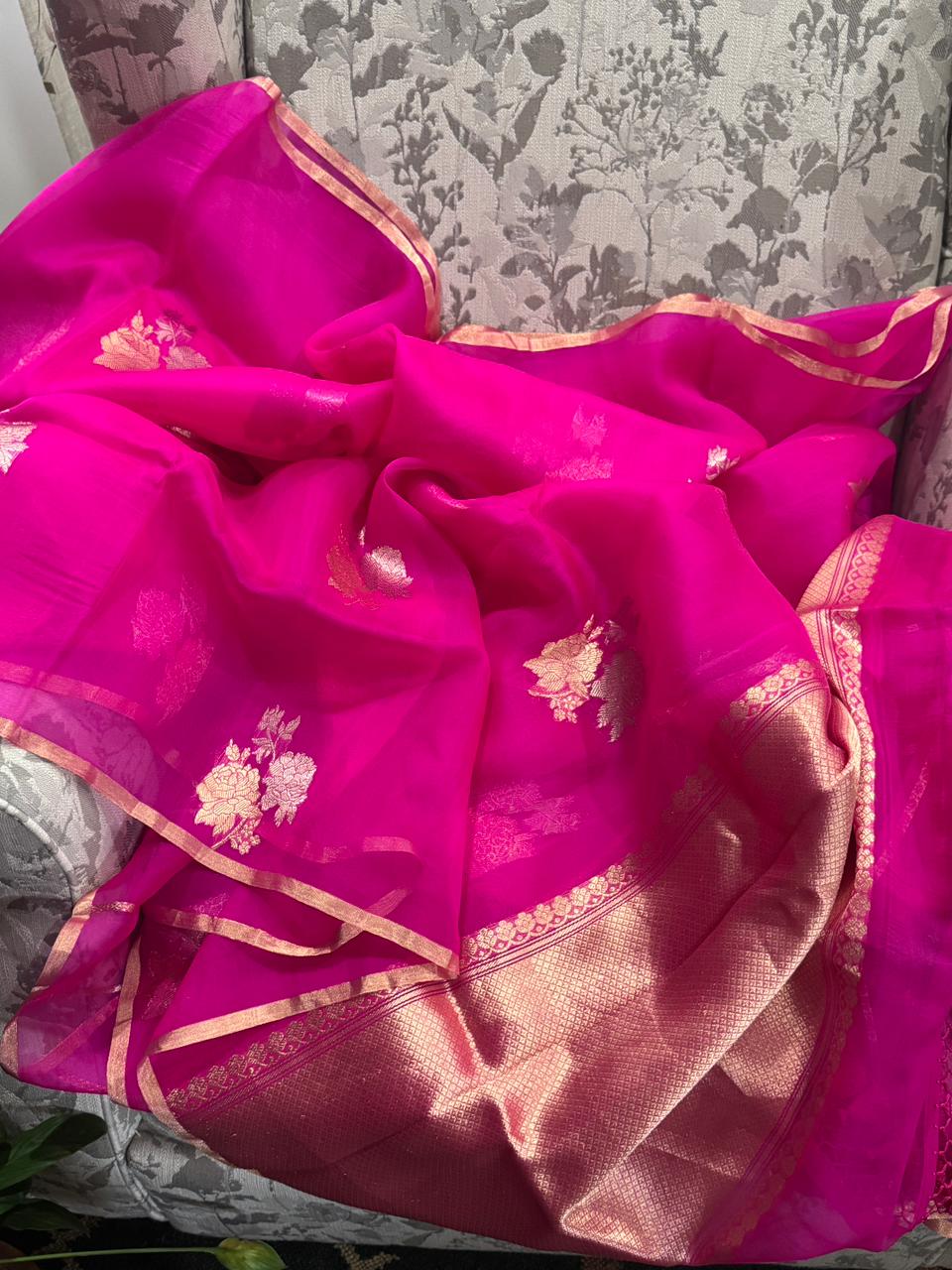 Pure Handloom Kora Banarasi Sona Rupa Zari Weave