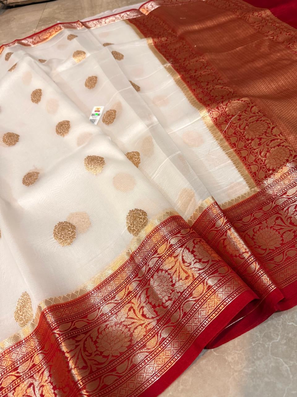 Pure Handloom Kora Banarasi Silk Saree