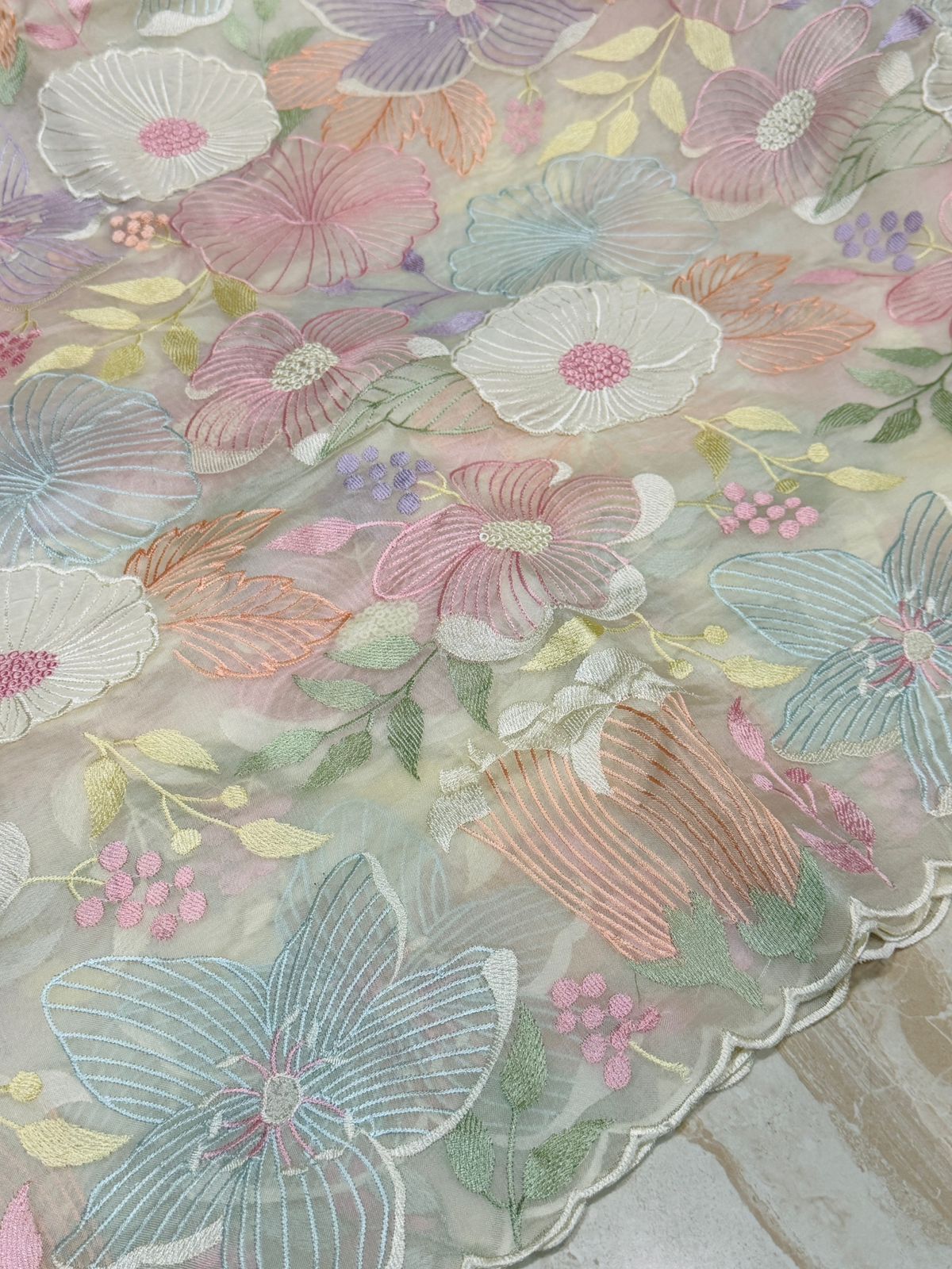 Pure Organza Silk Saree With Intricate Appliqué Work