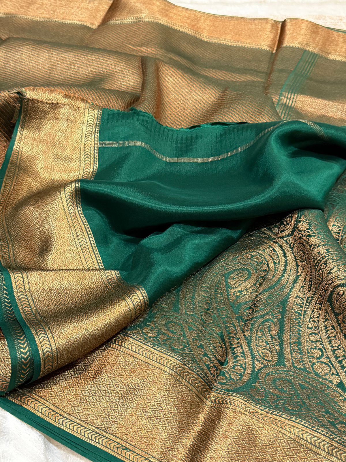 Pure Mysore Brocade Crepe Silk Saree With Antiq Zari
