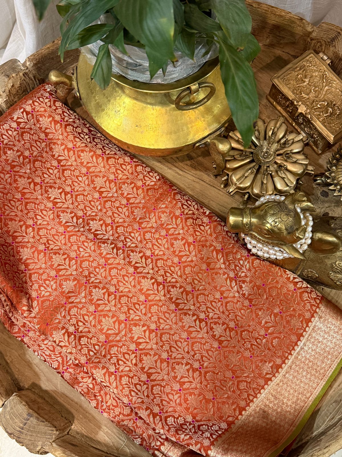 Pure Mysore Brocade Crepe Silk Saree With Meenakari Weave