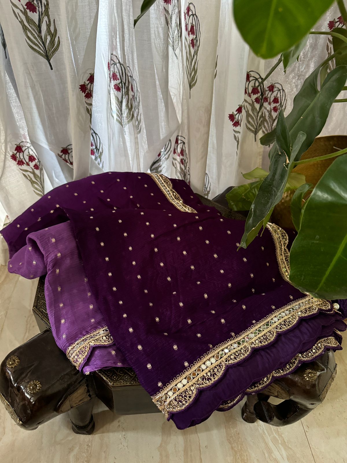 Designer Chiffon Hand Zardozi Embroidery Saree With Blouse