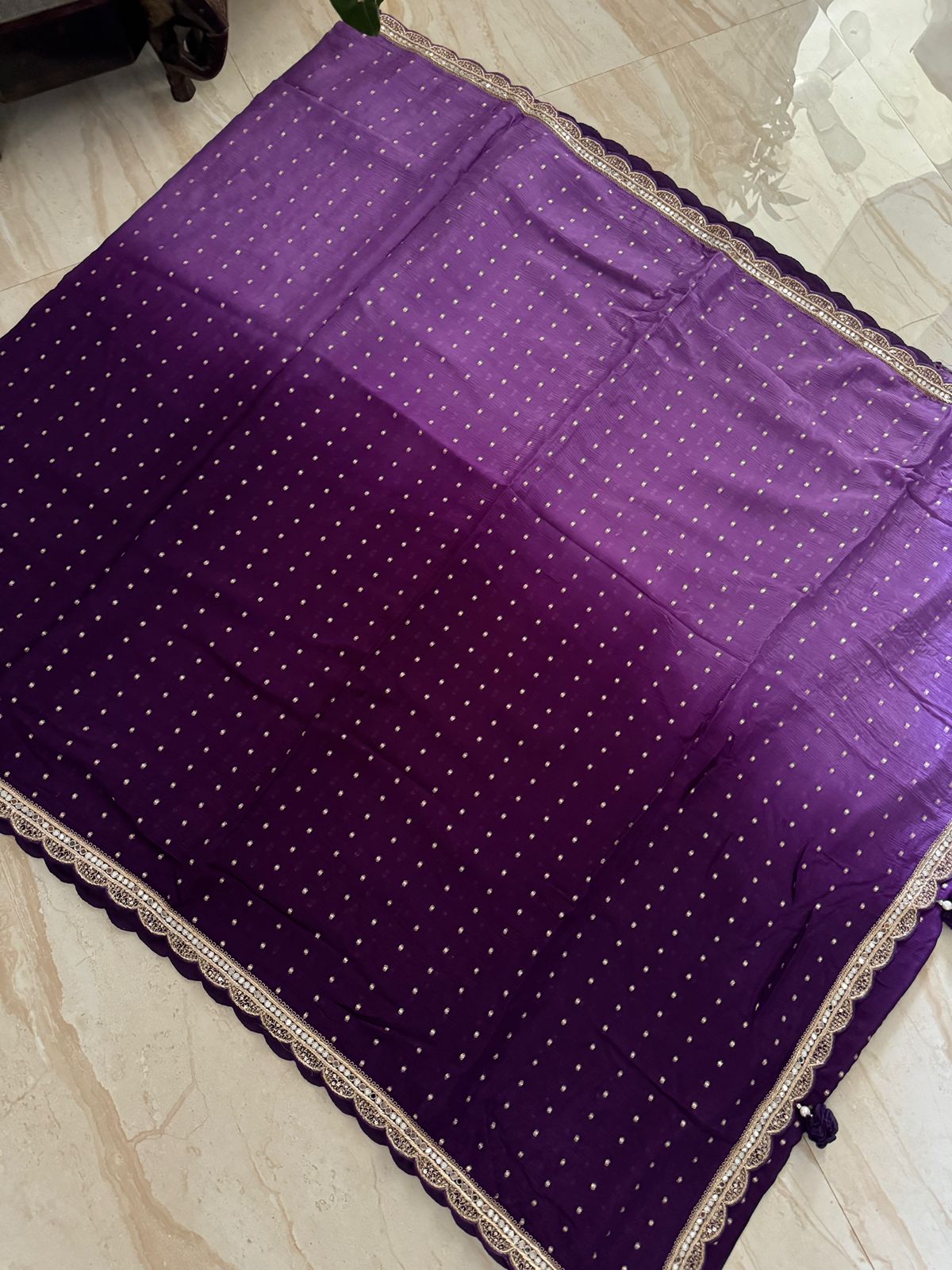 Designer Chiffon Hand Zardozi Embroidery Saree With Blouse