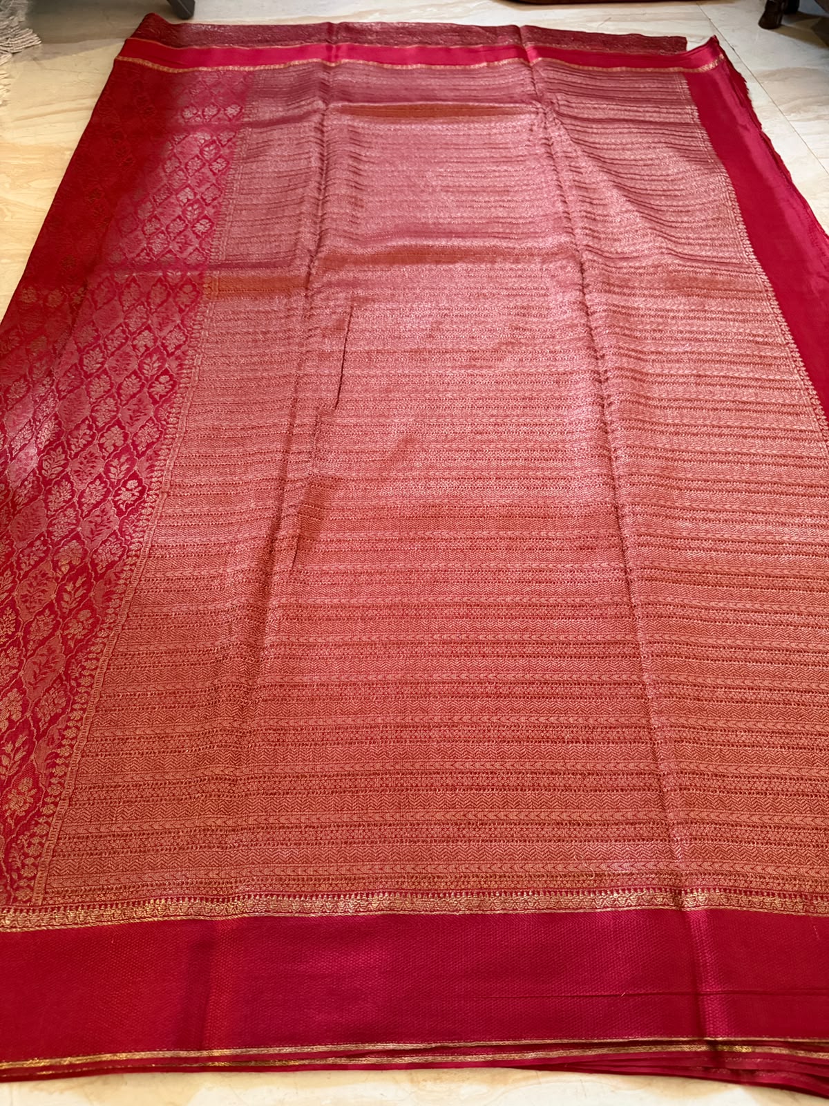 Pure Mysore Brocade Crepe Silk Satin Patta Border Saree With Antiq Zari Weave