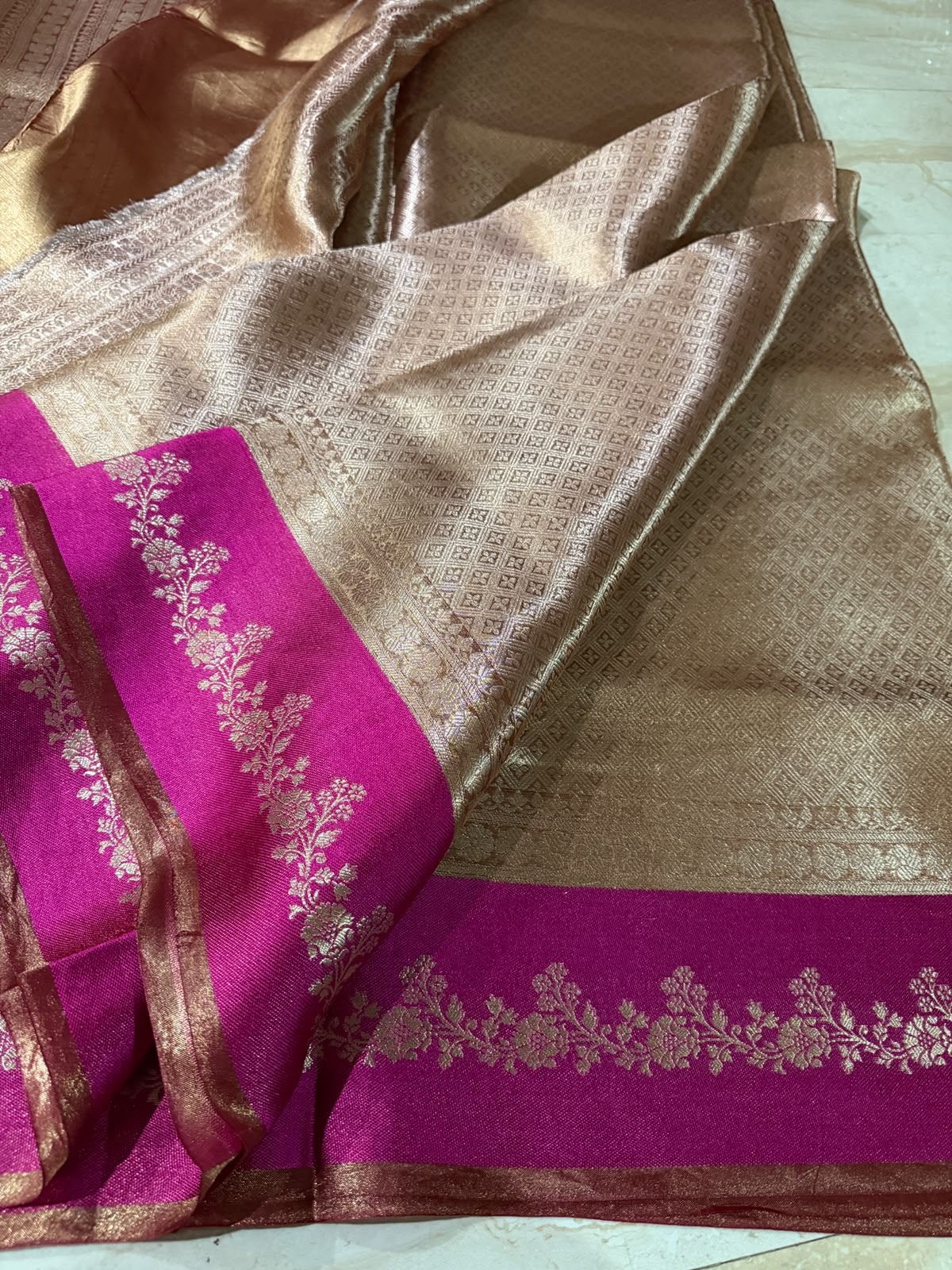 Banarasi Soft Brocade Tissue Silk Saree With Satin Patta Border