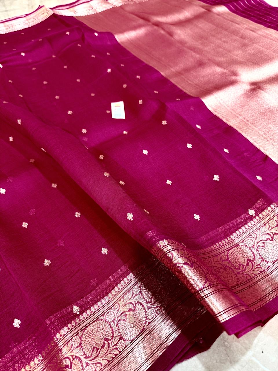 Pure Handloom Kora Banarasi Silk Saree