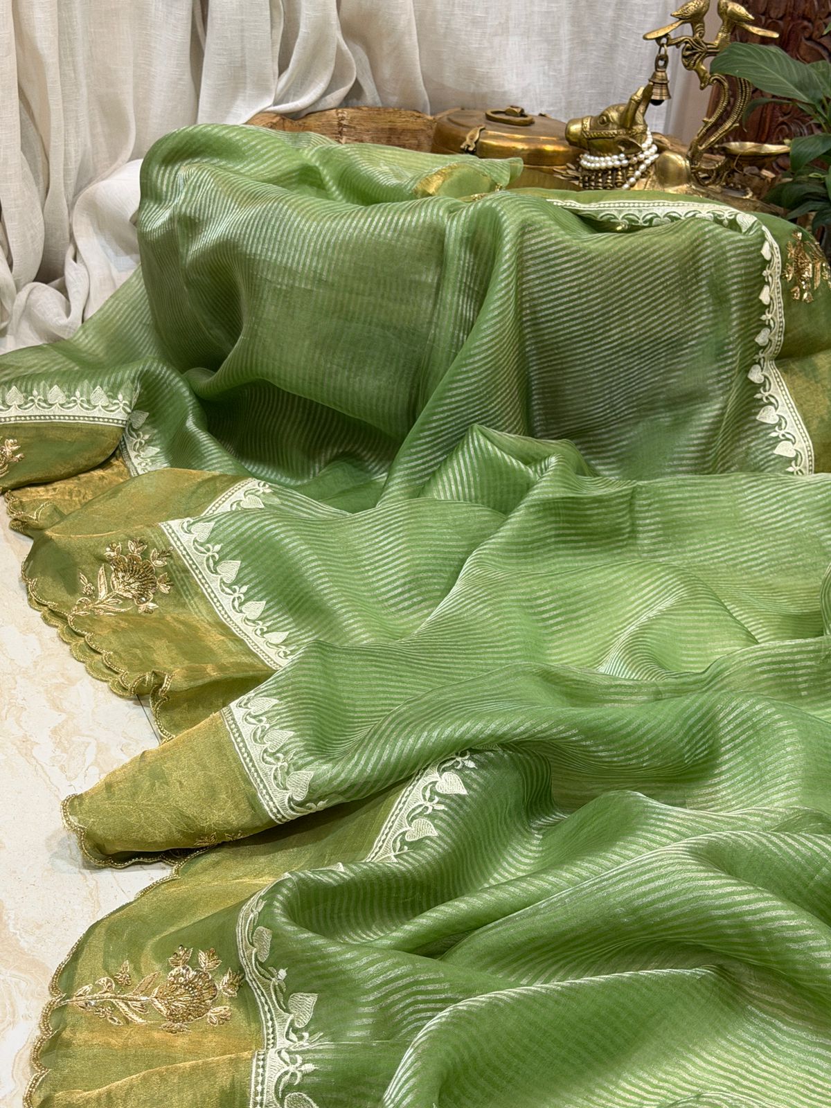 Designer Banarasi Soft Tissue Silk Saree with Rich Zardozi Work