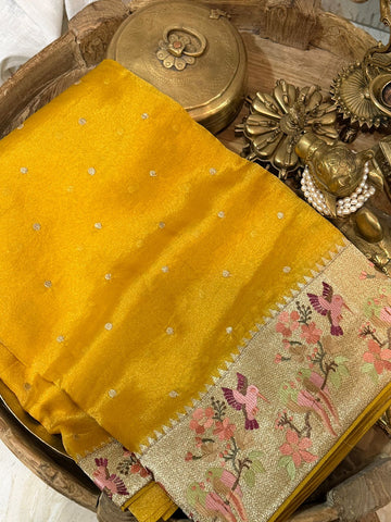 Premium Soft Tissue Silk Saree With Paithani Embroidery Border