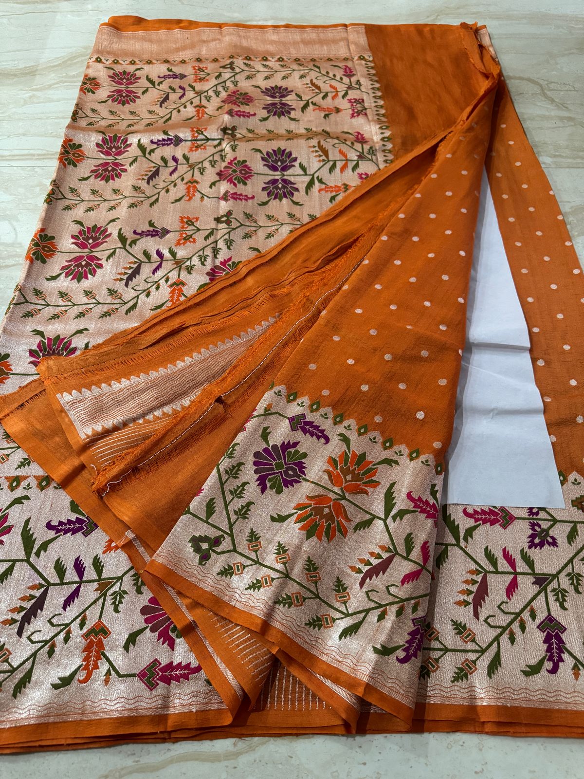 Pure Tussar Georgette Banarasi Saree with Paithani Weave