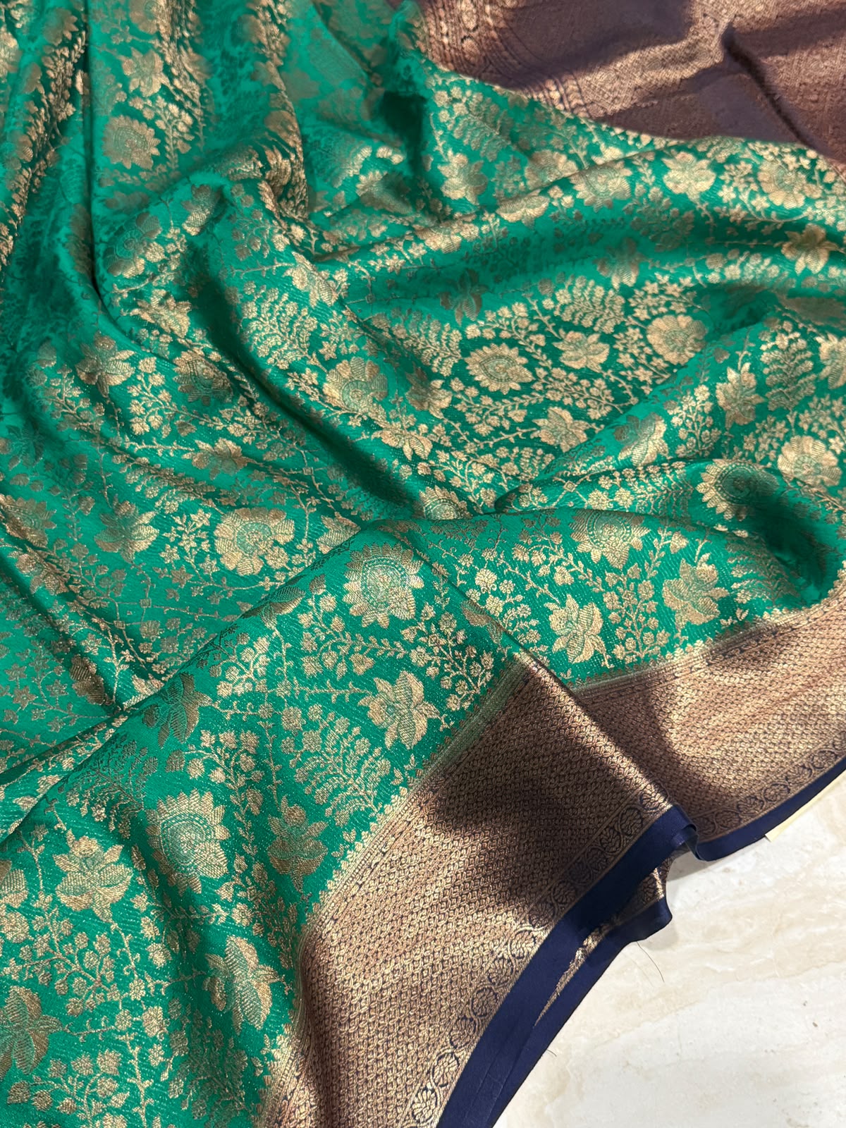 Mysore Brocade Crepe Silk With Antiq Zari Weave