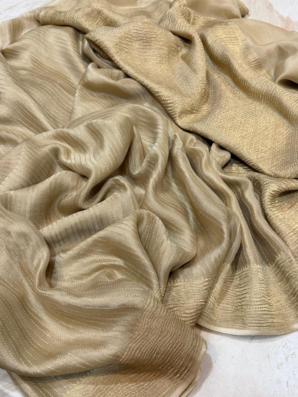 Pure Mysore Brocade Crush Zari Weave Crepe Silk Saree