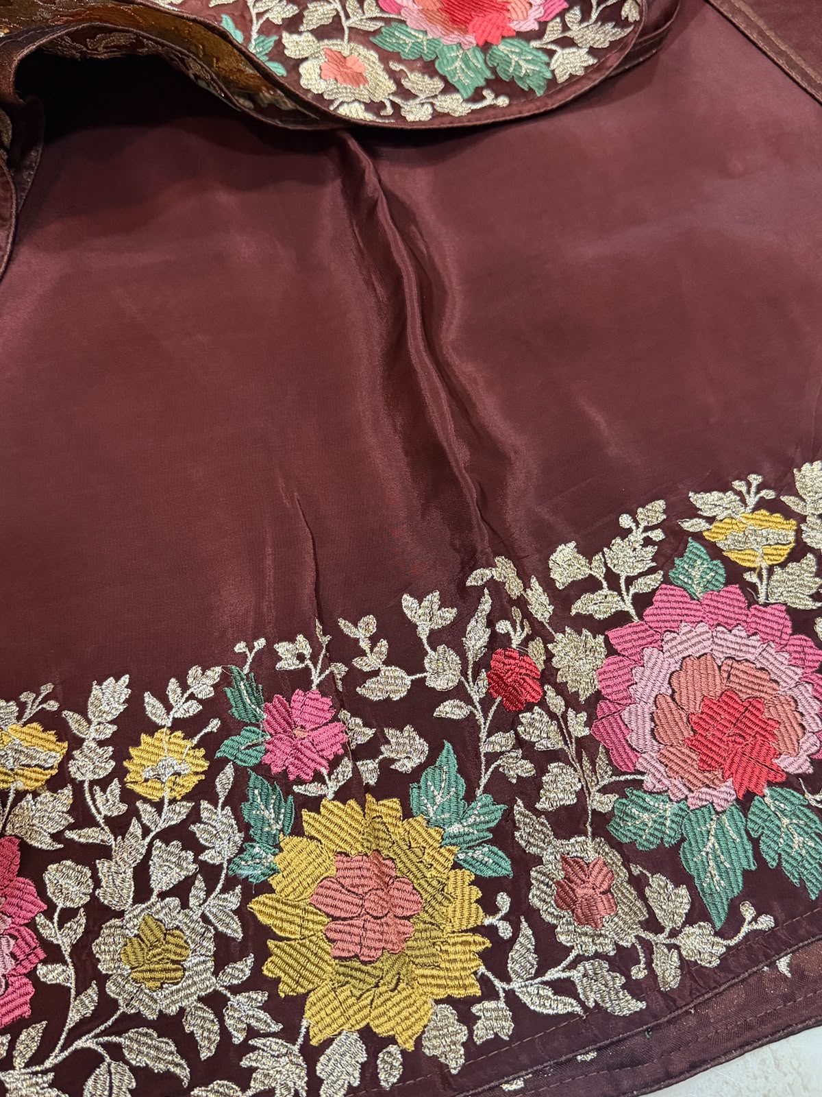 Pure Organza Silk Saree With Machine Embroidery