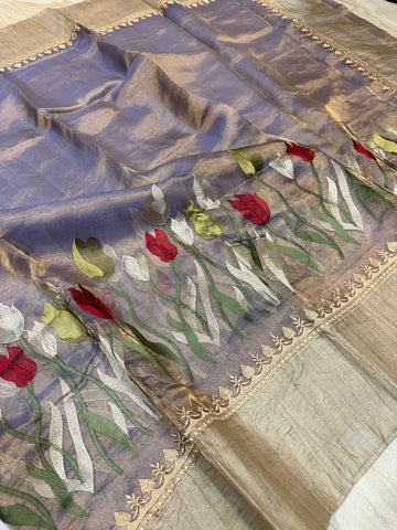 Banarasi Soft Tissue Silk Saree With Tussar Border